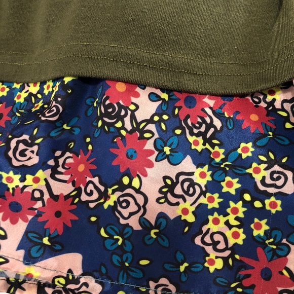 Olive Green Floral Trimmed Jersey Knit Legging Tunic - Picture 5 of 5